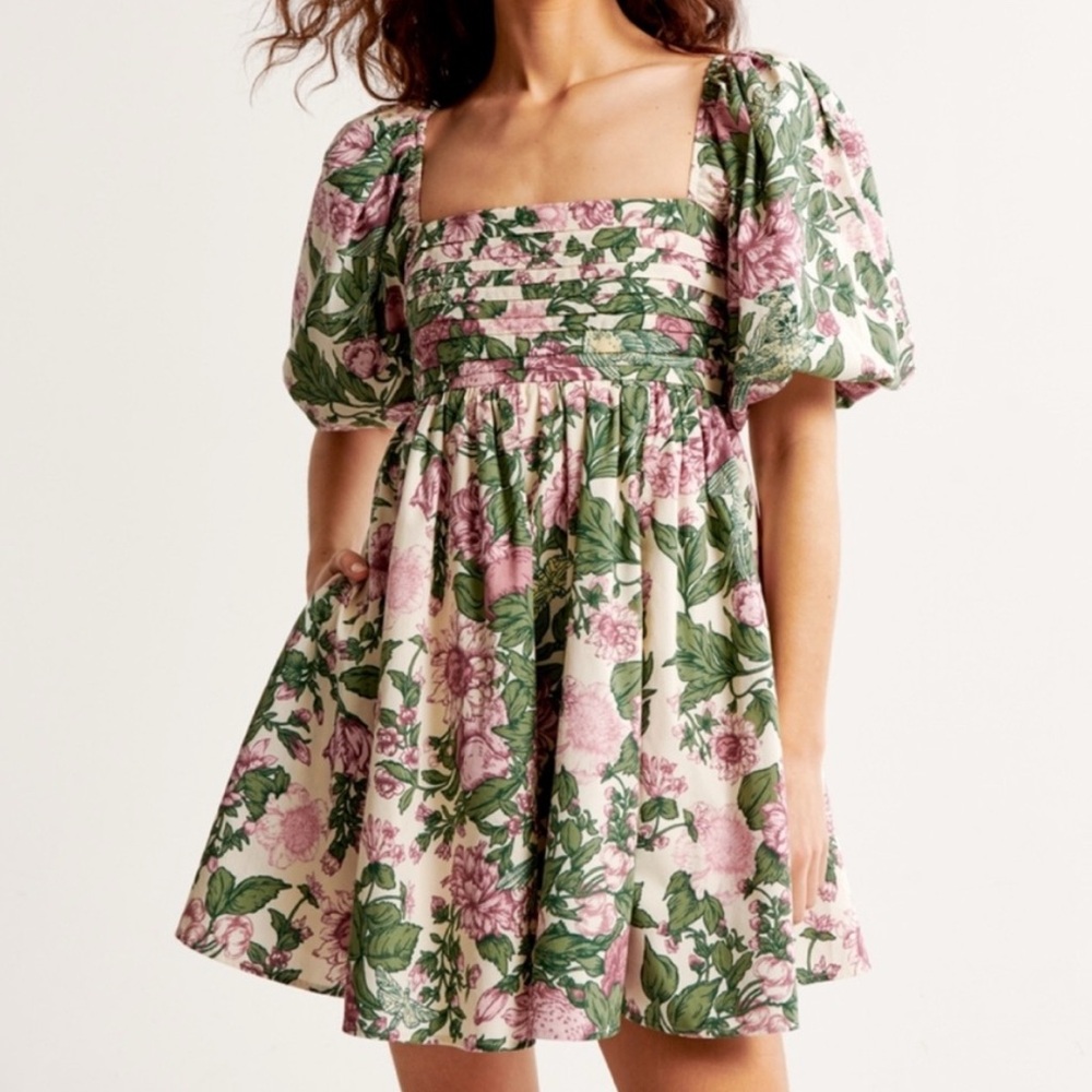 Abercrombie Emerson Poplin Floral Puff Sleeve Dress